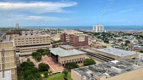 Aerial view of Galveston City, Texas, USA
