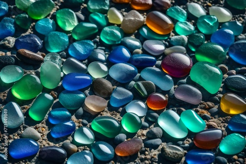 colorful little stones on the beach of sea.