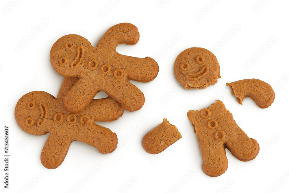 Gingerbread man isolated on white background. Top view. Flat lay. Gingerbread man isolated on white background. Top view. Flat lay.