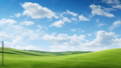 image of vast lush green field under bright clear © Ilmi