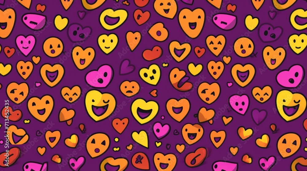hearts and emoticions on top, in the style of text and emoji installations hearts and emoticions on top, in the style of text and emoji installations