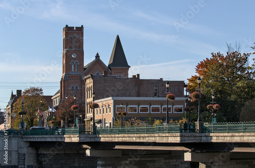 view of court street bridge in downtown binghamton, new york (town in broome county, southern tier) chenango river, court street photo