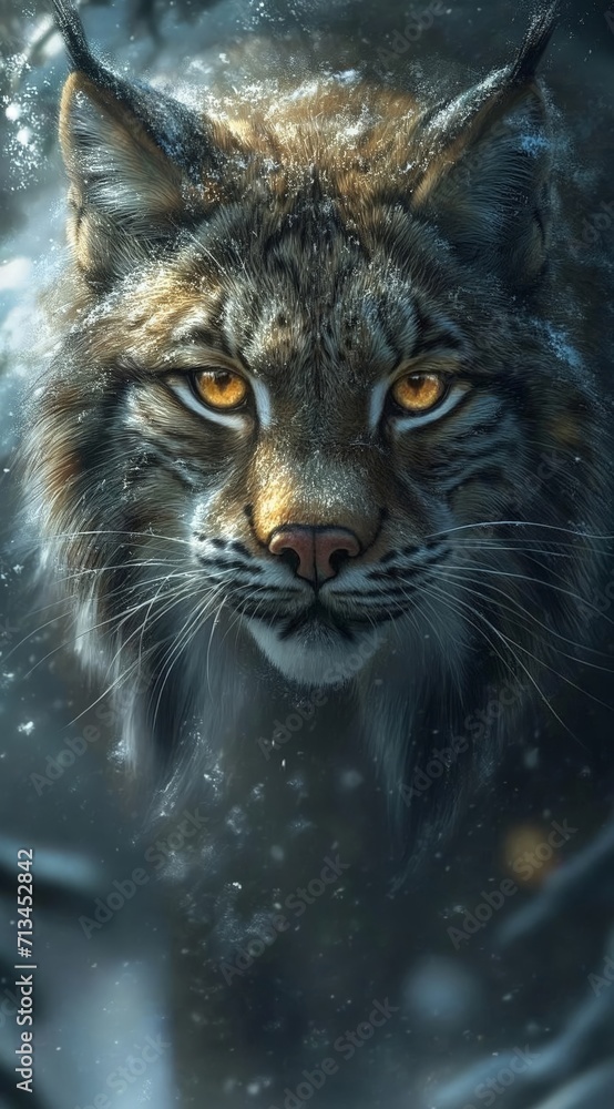lynx in the forest and in mountainous landscape. created by ai lynx in the forest and in mountainous landscape. created by ai
