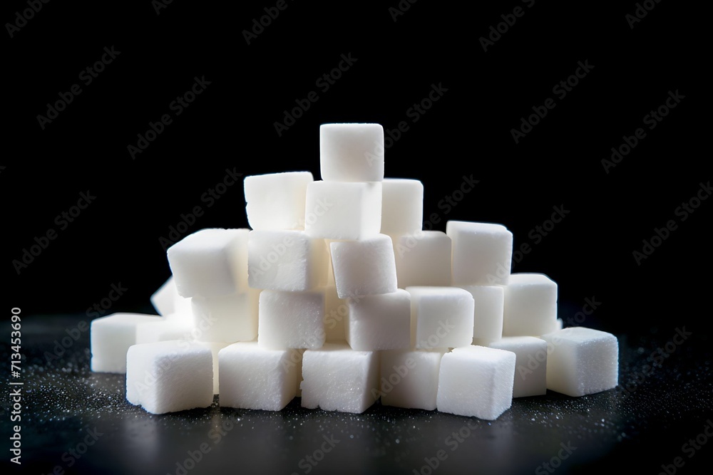 sugar cubes on black background sugar cubes on black background