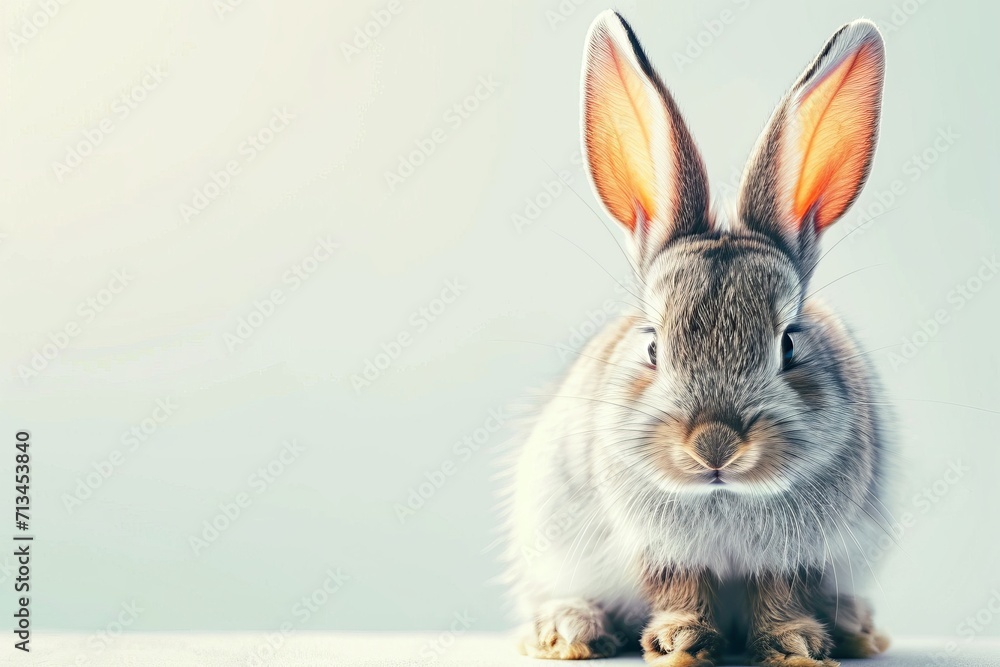 Fotografie Cute little rabbit on white background
