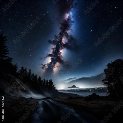 A nocturnal spectacle of stars sparkling through a thick blanket of clouds. - Upscaling by @Badar