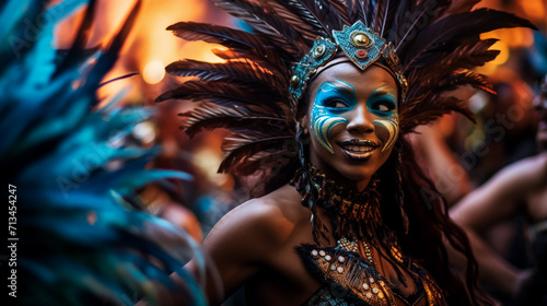 Portrait of a beautiful woman in a costume at the carnival in Rio de Janeiro,Generative Ai © MohammadAizaz