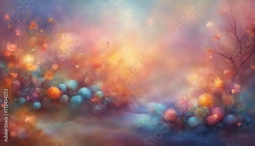 Fantasy landscape. Neon abstract background. Fabulous sculpted landscape. Misty prospect. AI generated