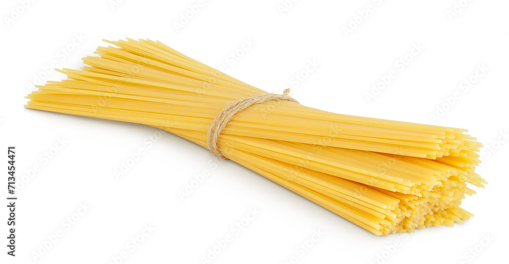 uncooked spaghetti or yellow pasta isolated on white background uncooked spaghetti or yellow pasta isolated on white background