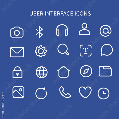 set of user interface line icons vector