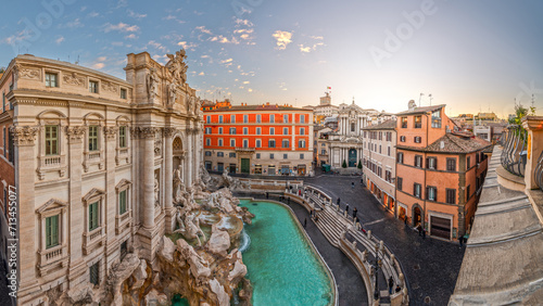 Rome, Italy Cityscape Overlooking Trevi Fountain