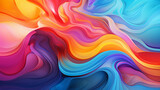 Colorful abstract flowing neon lights waves background pattern design, wave background ai generative image