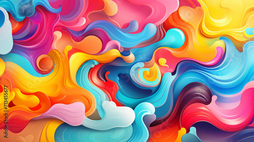 Colorful abstract flowing neon lights waves background ai generative image