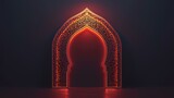 Ramadan Kareem background. Ramadan Kareem greeting card with mosque door. 3d rendering