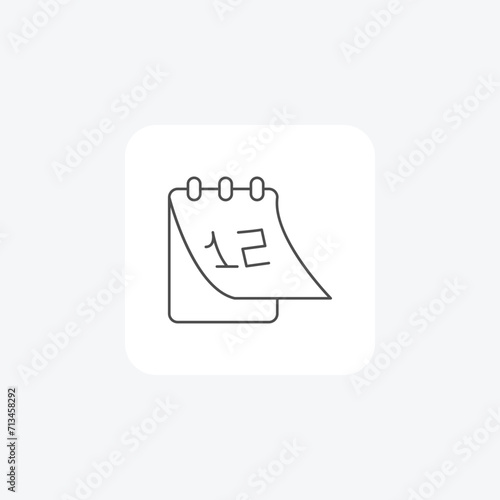 Calendar grey thin line icon , vector, pixel perfect, illustrator file