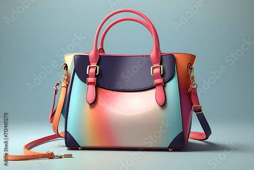 Beautiful trendy smooth young women's handbag in gray color on a studio background., 3d rendering design