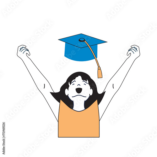 School learning concept with cartoon people in flat design for web. Student finishing education and getting diploma and graduation. Vector illustration for social media banner, marketing material.