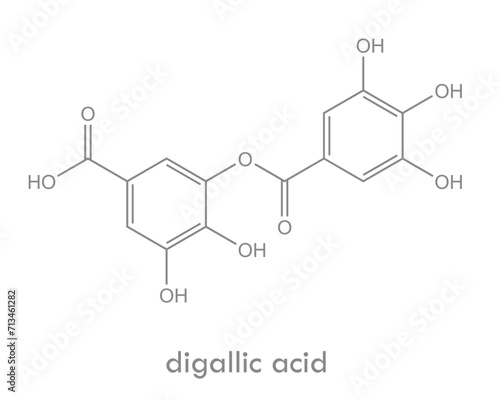 Gallic acid structure. Molecule found in tea leaves, gallnuts, oak, sumac and other plants.