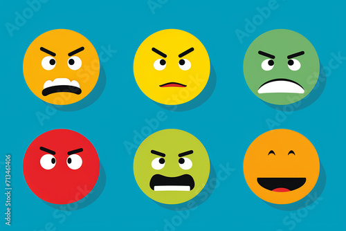 Color level ball with face icon. concept of evaluation, feedback, customer satisfaction rating and service. Represents emotion of face on green background,