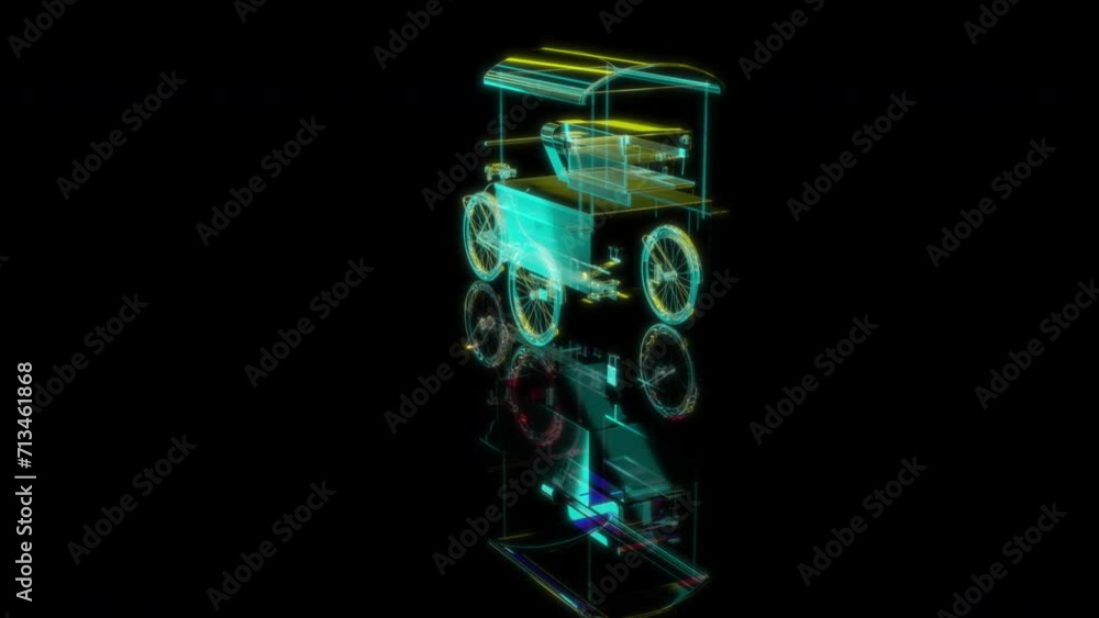 Rendering 3D animation, Bike Cafe model on a black background Rendering 3D animation, Bike Cafe model on a black background