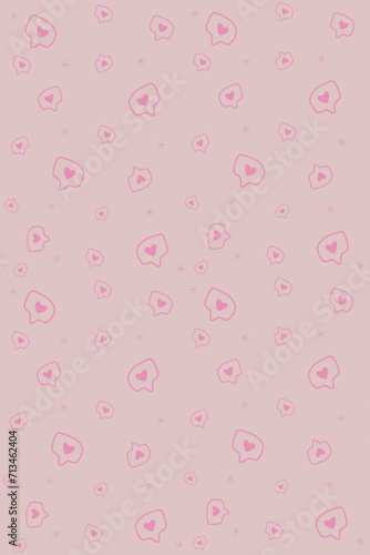 Vector pink pastel background with happy hearts Hand drawn trendy Vector illustration for kids. Suitable for cloth, textiles, gifts, wallpaper, Valentine's Day, festivals.