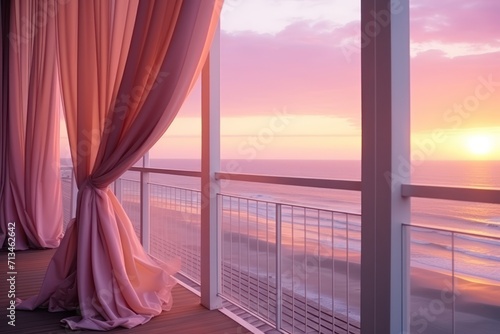  the sun is setting over the ocean from the balcony of an oceanfront hotel room with a view of the ocean.