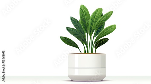 Chlorophytum houseplant in a white ceramic pot  isolated on a white background  adding a touch of botanical charm and air-purifying beauty to your indoor space