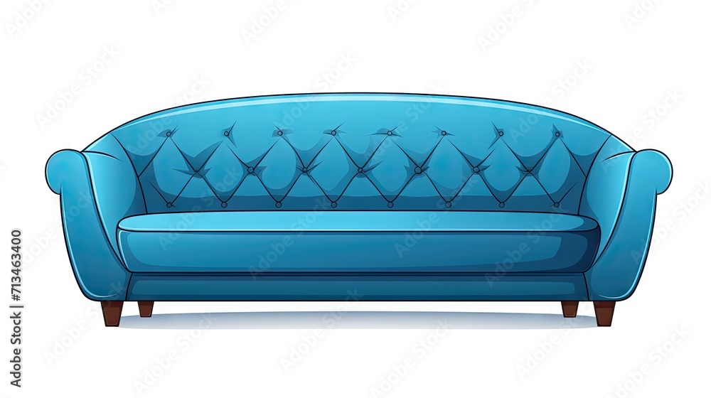 Modern comfort: Isolated blue soft sofa with a modern design for the living room or reception, showcasing a blend of style and comfort on a white background Modern comfort: Isolated blue soft sofa with a modern design for the living room or reception, showcasing a blend of style and comfort on a white background