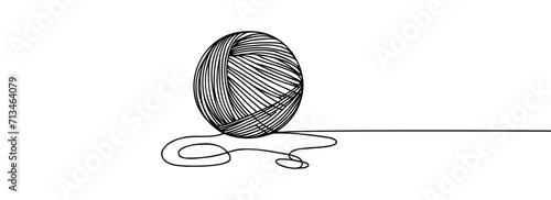 Ball of yarn in continuous one line art drawing style