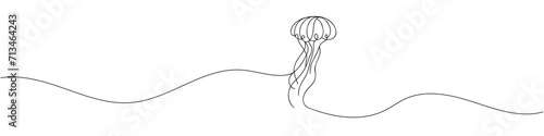 Continuous line drawing jellyfish . One line drawing design. Vector illustration