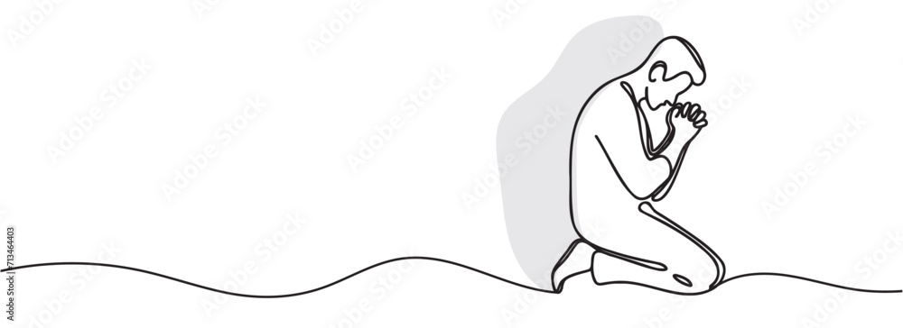 a guy drawing one continuous line is on his knees and praying a guy drawing one continuous line is on his knees and praying