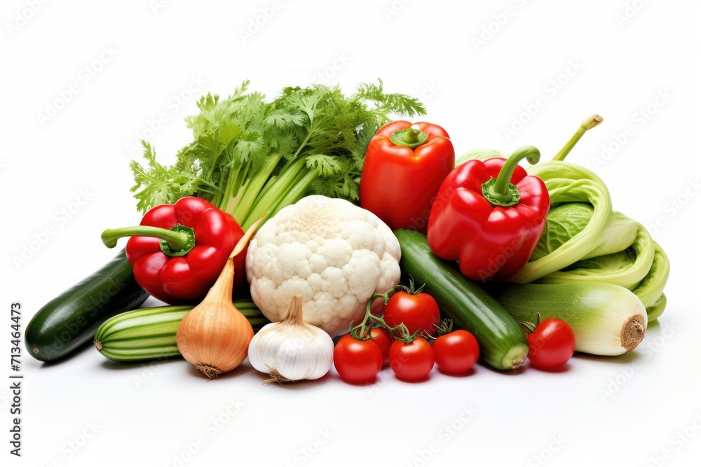 a pile of vegetables including broccoli, cauliflower, peppers, onions, and zucchini. a pile of vegetables including broccoli, cauliflower, peppers, onions, and zucchini.