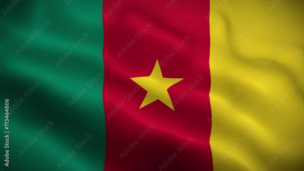 Cameroon flag waving animation, perfect loop, official colors, 4K video Cameroon flag waving animation, perfect loop, official colors, 4K video