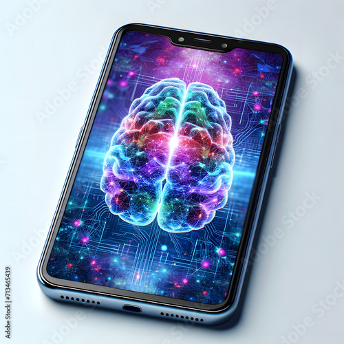 Smartphone affichant un cerveau connecté idéal pour article, blogs traitant de : Piraterie, Cyber sécurité, sécurité informatique, virus, hacker, hacking, pirate, attaque et intelligence artificielle 
