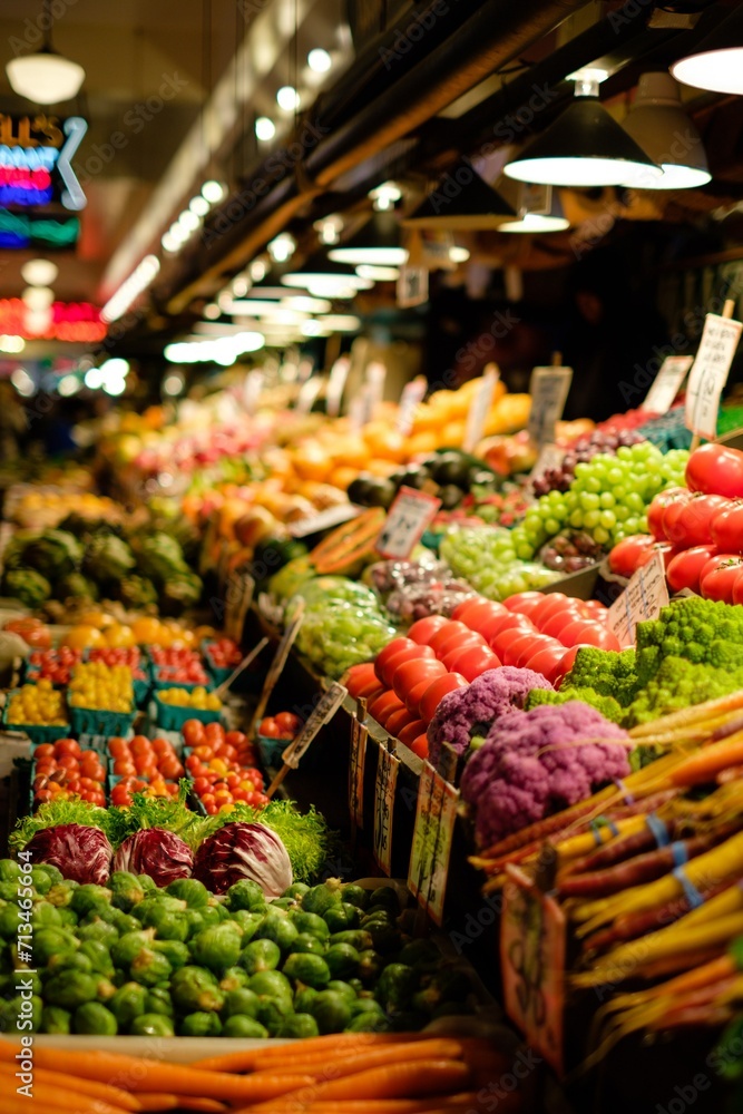 Rich Color and Health in the Market: Exploring the Beauty of Fresh Fruit in the Supermarket