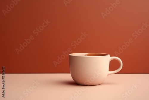 A classic ceramic cup of coffee on a clean table against clean background. Generative AI.