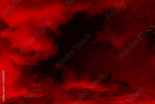 Obraz na plátne Black dark red sky with clouds