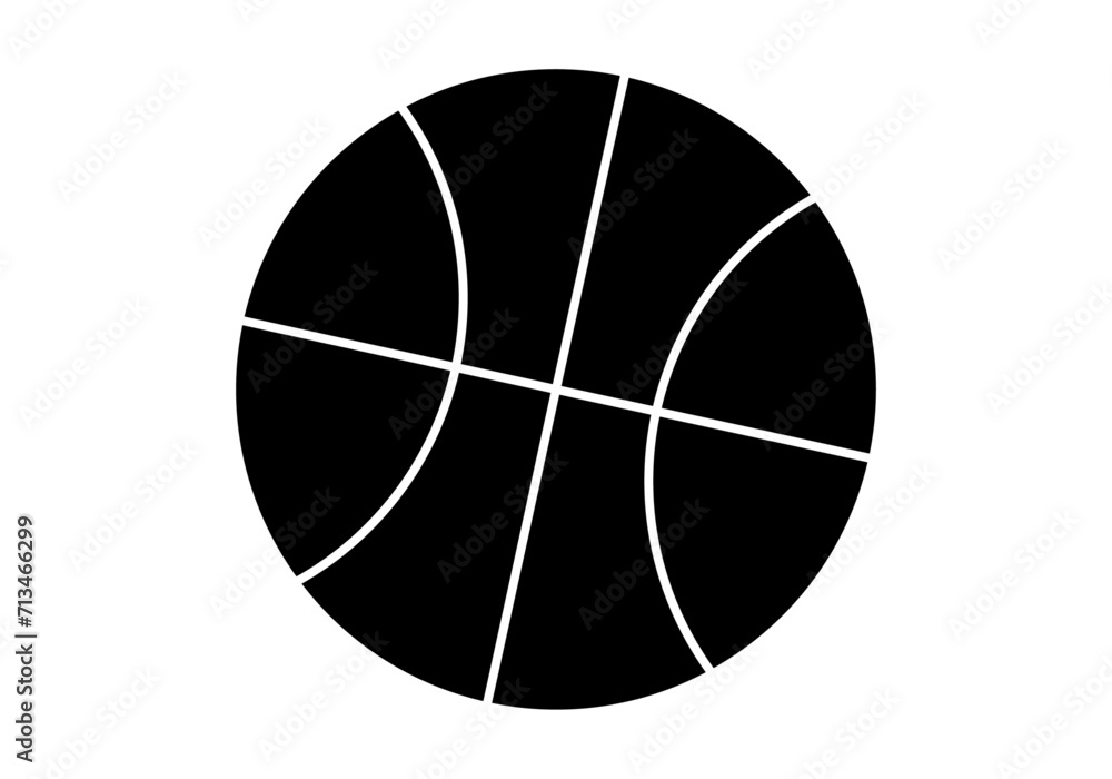 Icono de pelota de baloncesto en fondo blanco. - obrazy, fototapety, plakaty 