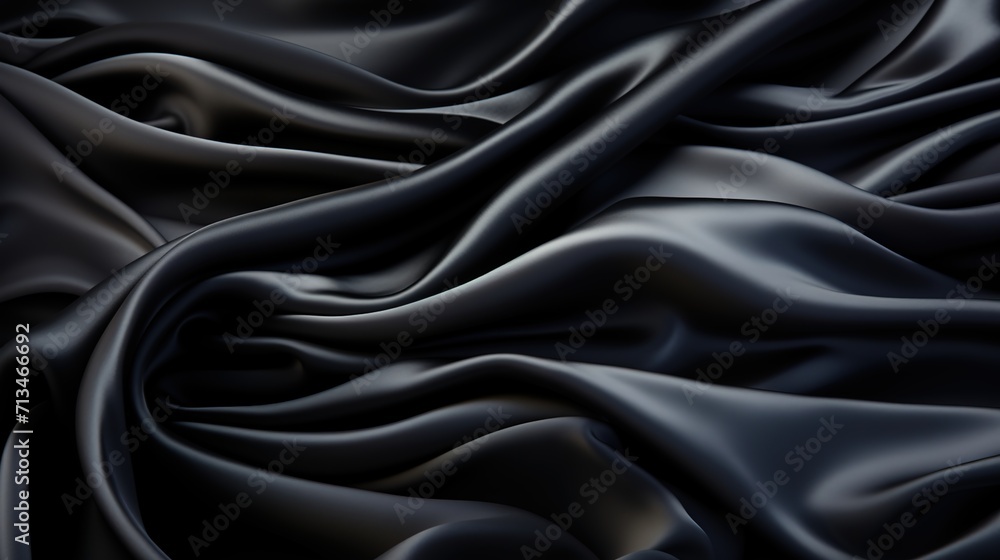 Fototapeta premium Sleek Sophistication: A Soft and Smooth Black Satin Texture Wallpaper, Reflecting the Elegance of Silky Textiles