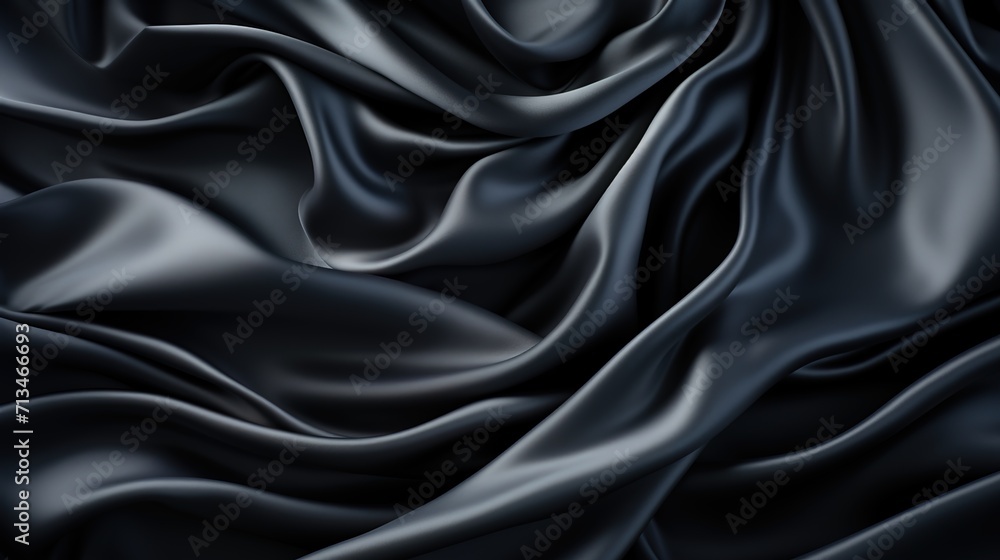 Fototapeta premium Silky Elegance: A Luxurious Black Satin Fabric Weave Creates a Soft and Smooth Wallpaper Background