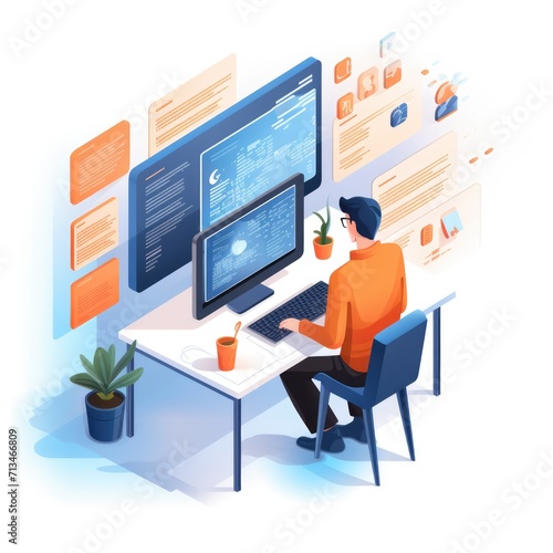 Wallpaper Mural a developer , icon illustration, flat design	 Torontodigital.ca