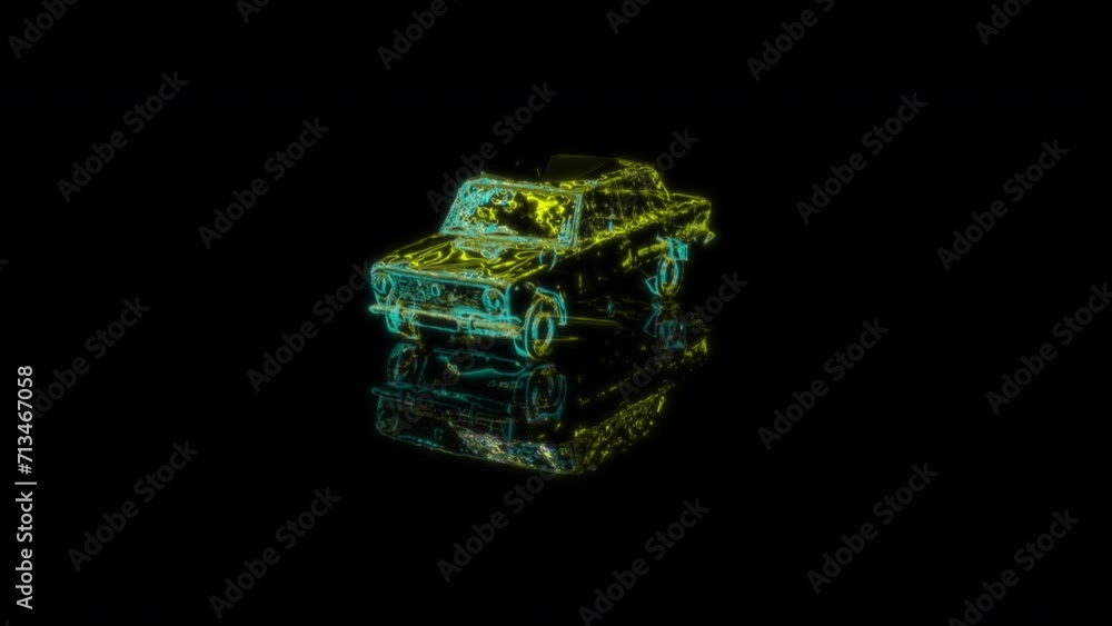 Rendering 3D animation, Car model on a black background Rendering 3D animation, Car model on a black background
