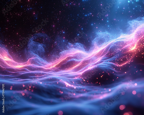 Abstract volumetric illustration with textured waves