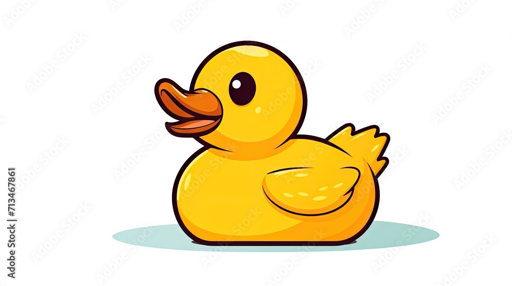 Fototapeta premium An adorable rubber duck toy, isolated on a white background, evoking nostalgia and happiness in bath time fun