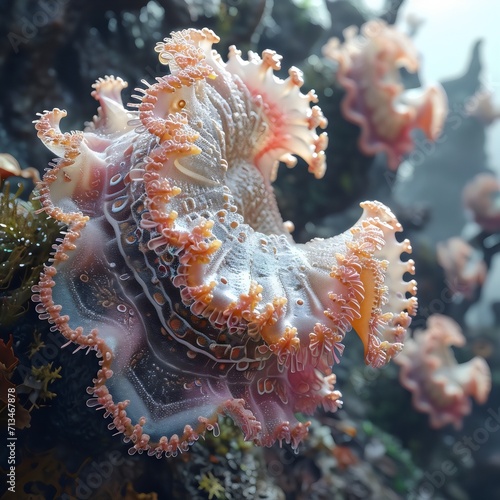 Closeup of coral polyps on a reef absorbing carbon dioxide and using it to build their skeletons © Usama