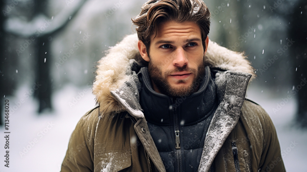 handsome man in a warm jacket handsome man in a warm jacket
