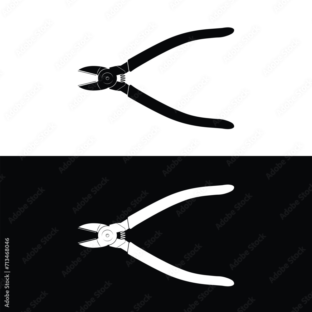 Diagonal pliers silhouette vector. Work tool icon for web, tag, label, mechanical shop, garage, repair shop, workshop. Symbol for mechanical engineering, carpentry, mechanic, engineer, carpenter Diagonal pliers silhouette vector. Work tool icon for web, tag, label, mechanical shop, garage, repair shop, workshop. Symbol for mechanical engineering, carpentry, mechanic, engineer, carpenter