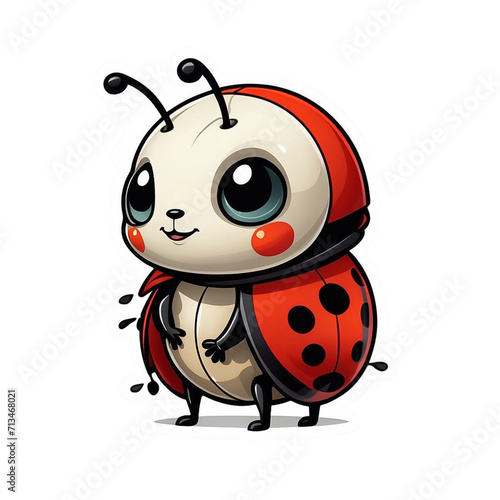 Lively Ladybug Loveliness Sticker: Tiny and Adorable Ladybug with Playful Spots, a Whimsical Touch to Bring Luck and Charm to Your Gadgets, Notebooks, and Everyday Items, generative ai
