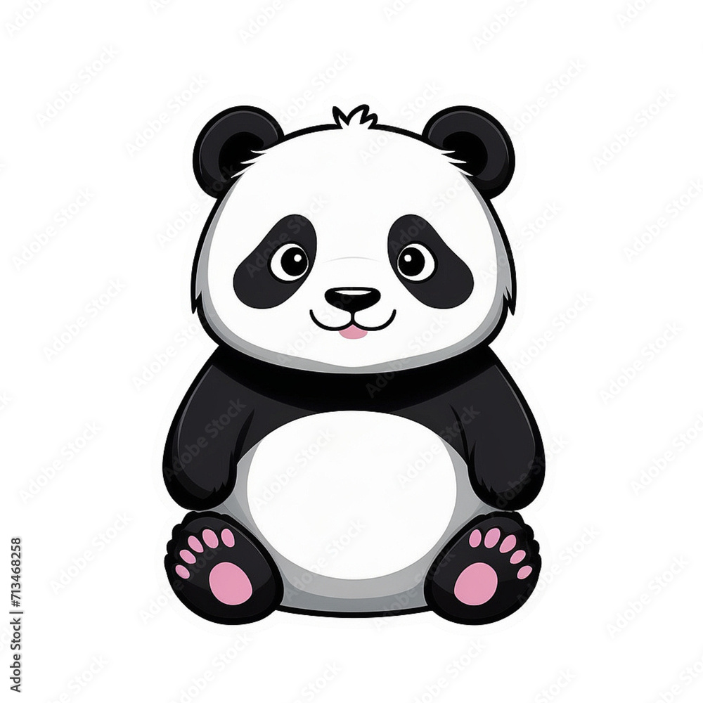 Fototapeta premium cute panda sticker png, generative ai