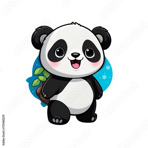 cute panda sticker png  generative ai